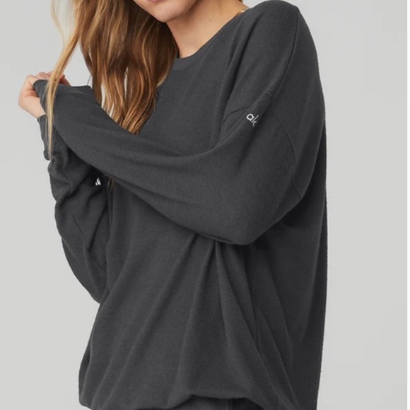 ALO Yoga Tops - ALO Yoga Soho Pullover Grey